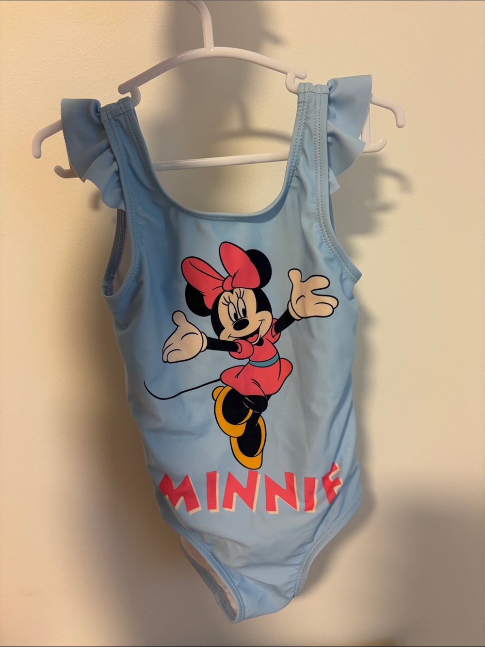 Disney Light Blue Minnie Mouse Girls Swimsuit with Pink Accents